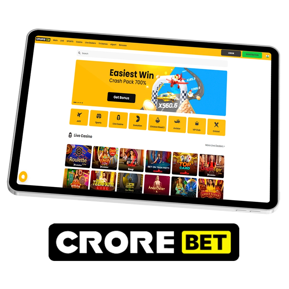 প্রচারমূলক ব্যানার ছাড়া Crorebet ক্যাসিনো বিভাগ ও গেম তালিকা ইন্টারফেস